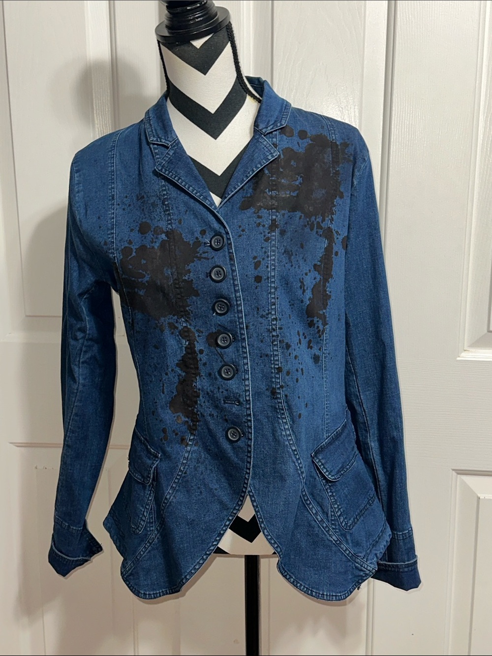 Rundholz Black Label Denim Hand-paint Print Coat